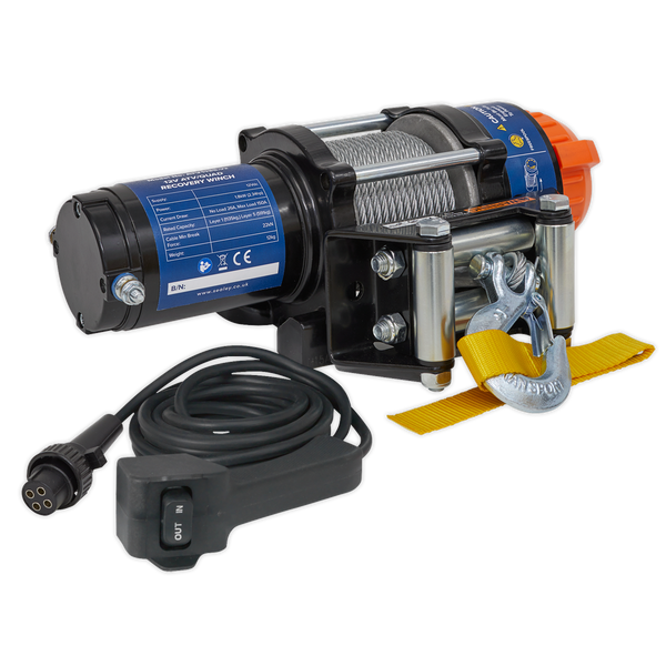 Sealey ATV1135 12V ATV/Quad Recovery Winch 1135kg (2500lb) Line Pull