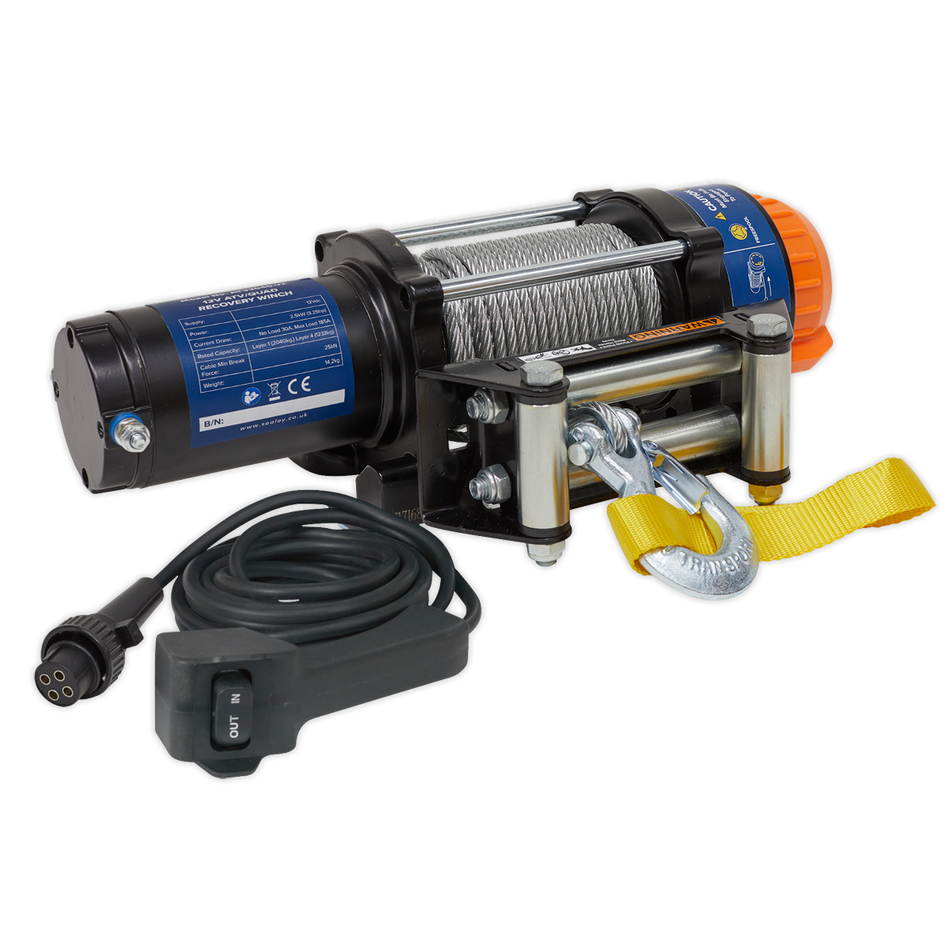 Sealey ATV2040 12V ATV/Quad Recovery Winch 2040kg (4500lb) Line Pull