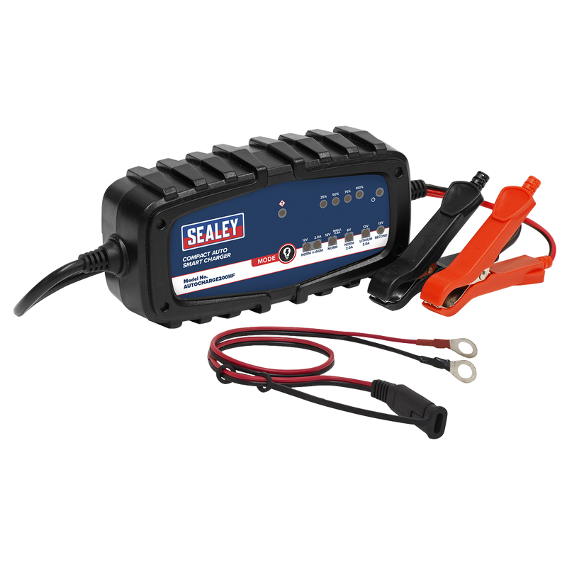 Sealey AUTOCHARGE200HF Compact Auto Smart Charger & Maintainer 2A 6/12V