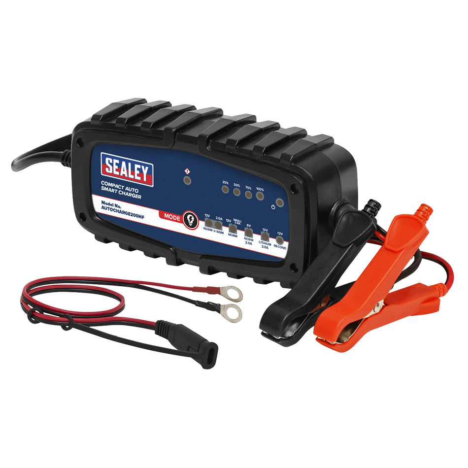 Sealey AUTOCHARGE200HF Compact Auto Smart Charger & Maintainer 2A 6/12V