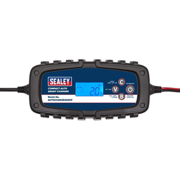 Sealey AUTOCHARGE400HF 4A 9-Cycle 6/12V Compact Smart Charger & Maintainer