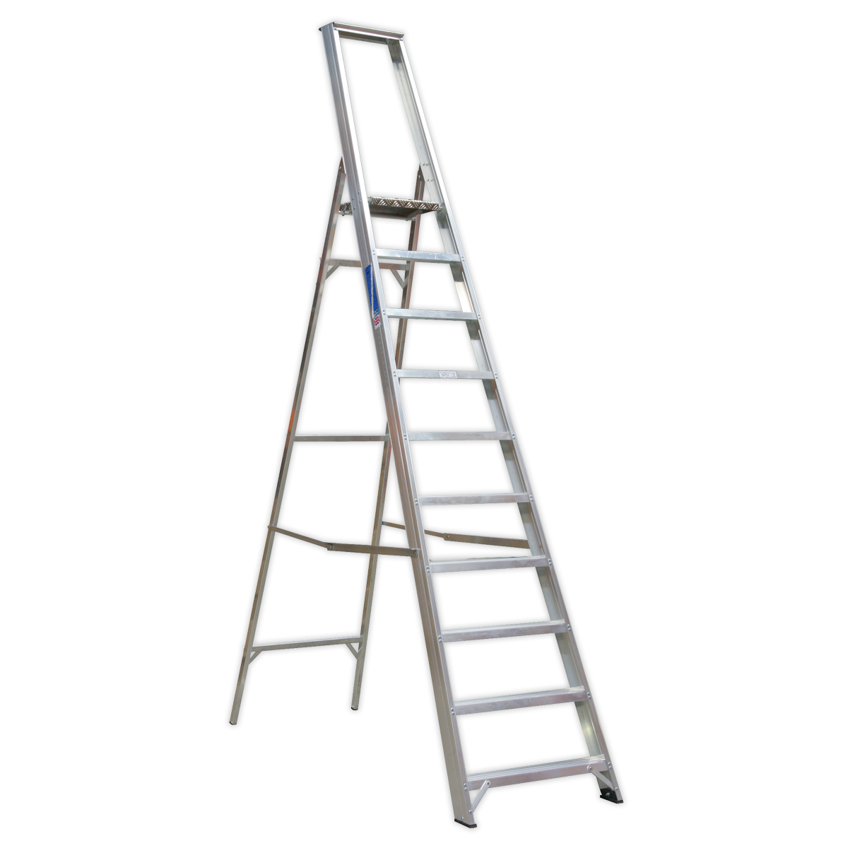 Sealey AXL10 10-Tread Industrial Aluminium Step Ladder - BS 2037/1