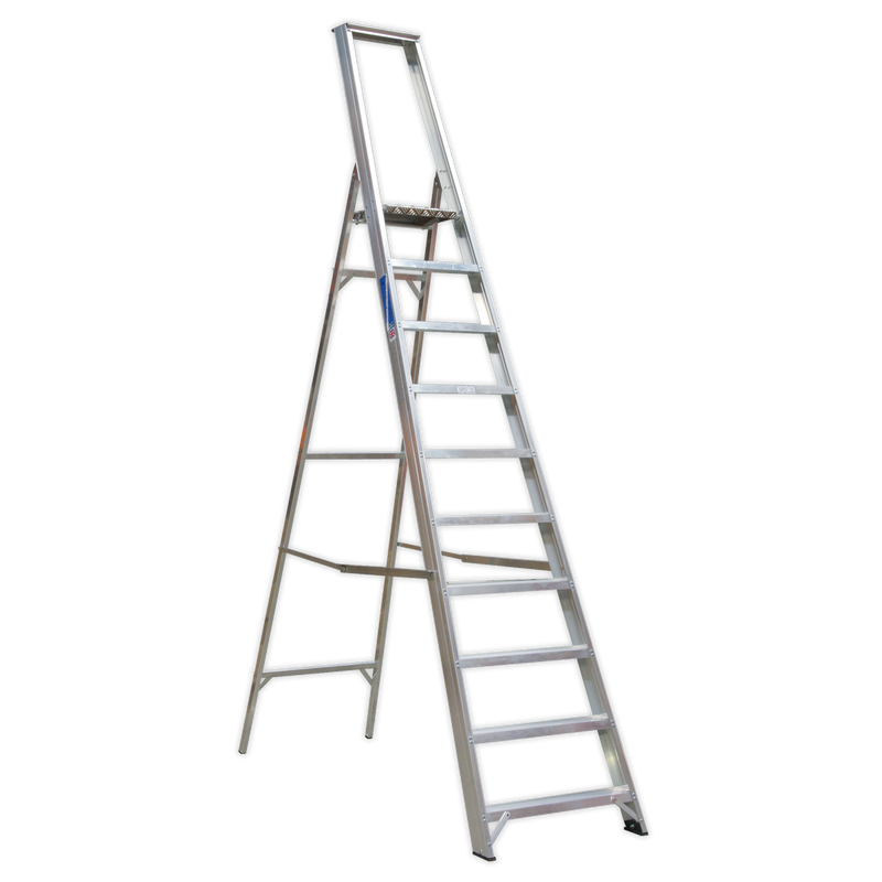 Sealey AXL10 10-Tread Industrial Aluminium Step Ladder - BS 2037/1