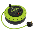 Sealey BCR10G Cassette Type Cable Reel Green with Thermal Trip 2 x 230V and 2 x USB 10m