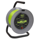 Sealey BCR153TG Cable Reel with Thermal Trip 4 x 230V 15m - Green