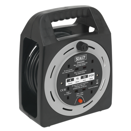 Sealey BCR15CB 15m Box Type Cable Reel 4 x 230V Thermal Trip