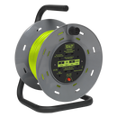 Sealey BCR25G Cable Reel with Thermal Trip 4 x 230V Sockets 25m - Green