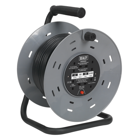 Sealey BCR50 50m Cable Reel with Thermal Trip 4 x 230V Sockets