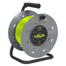 Sealey BCR50G Cable Reel with Thermal Trip 4 x 230V Sockets 50m - Green