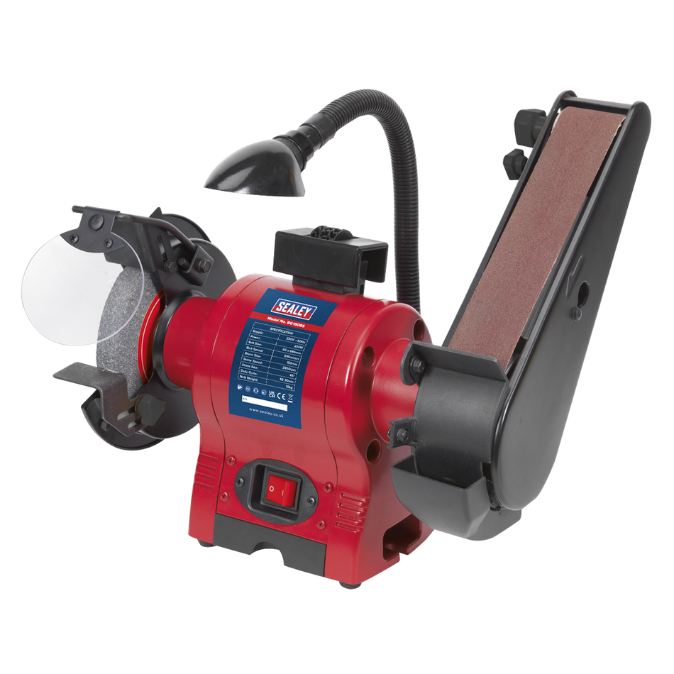 Sealey BG150BS 150mm Bench Grinder with 50mm Belt Sander & Work Light 250W