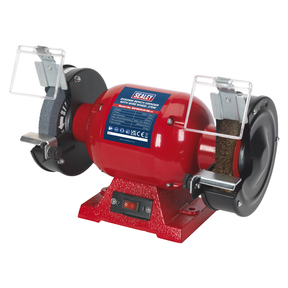 Sealey BG150XLW/98 150mm Bench Grinder with Wire Wheel 370W