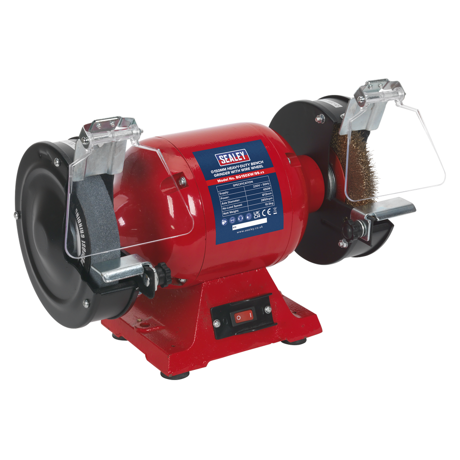 Sealey BG150XW/99 150mm Heavy-Duty Bench Grinder with Wire Wheel 450W