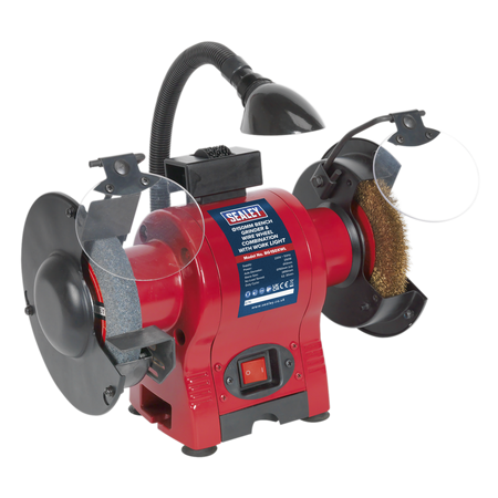 Sealey BG150XWL 150mm Bench Grinder & Wire Wheel Combination with Work Light 250W/230V