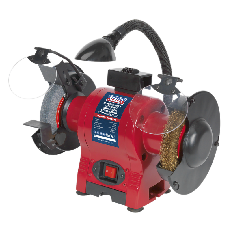 Sealey BG150XWL 150mm Bench Grinder & Wire Wheel Combination with Work Light 250W/230V