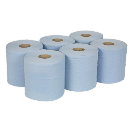 Sealey BLU150 150m Blue Embossed 2-Ply Paper Roll - Pack of 6