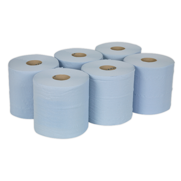 Sealey BLU150 150m Blue Embossed 2-Ply Paper Roll - Pack of 6