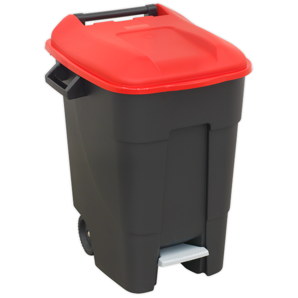 Sealey BM100PR 100L Refuse/Wheelie Bin with Foot Pedal - Red