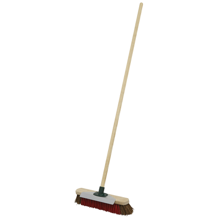 Sealey BM16SC 16"(405mm) Heavy-Duty Stiff/Hard Bristle Broom with Scraper