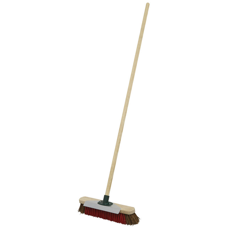 Sealey BM16SC 16"(405mm) Heavy-Duty Stiff/Hard Bristle Broom with Scraper
