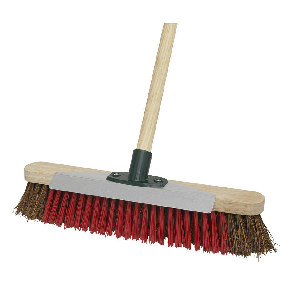 Sealey BM16SC 16"(405mm) Heavy-Duty Stiff/Hard Bristle Broom with Scraper