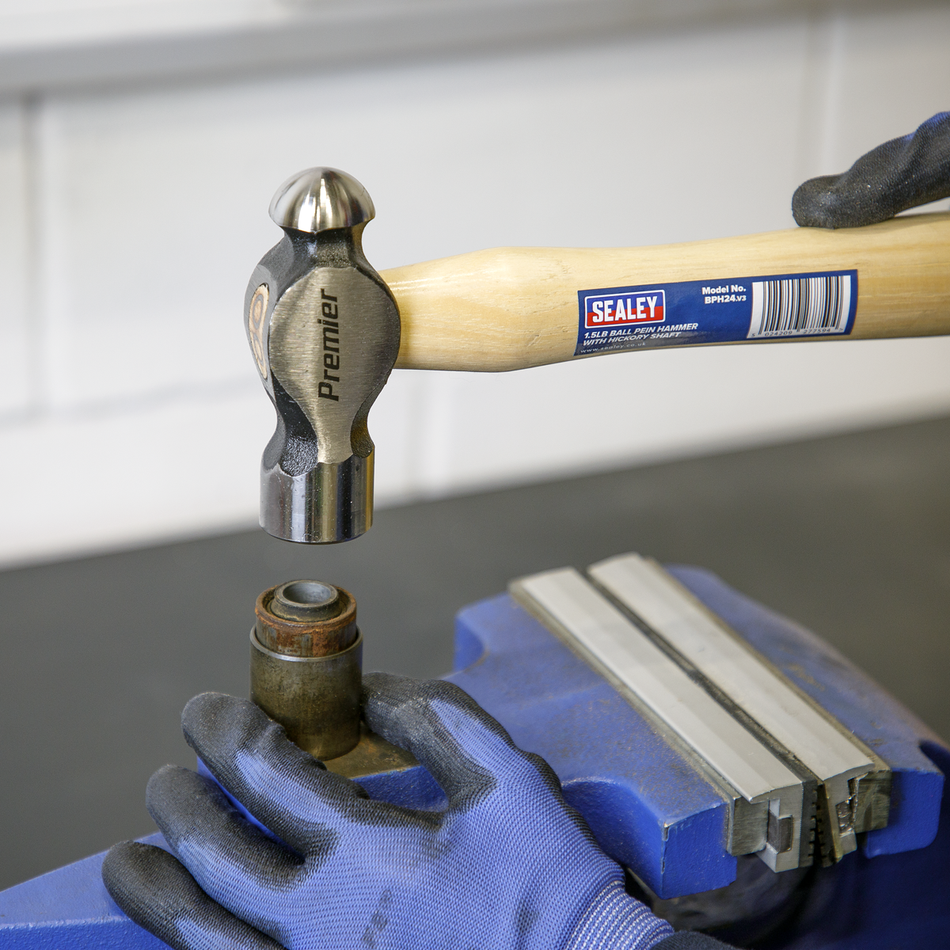 Sealey BPH24 1.5lb Ball Pein Hammer with Hickory Shaft