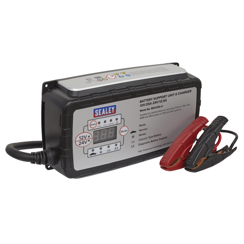 Sealey BSCU25 25A 12V/24V Battery Support Unit & Charger
