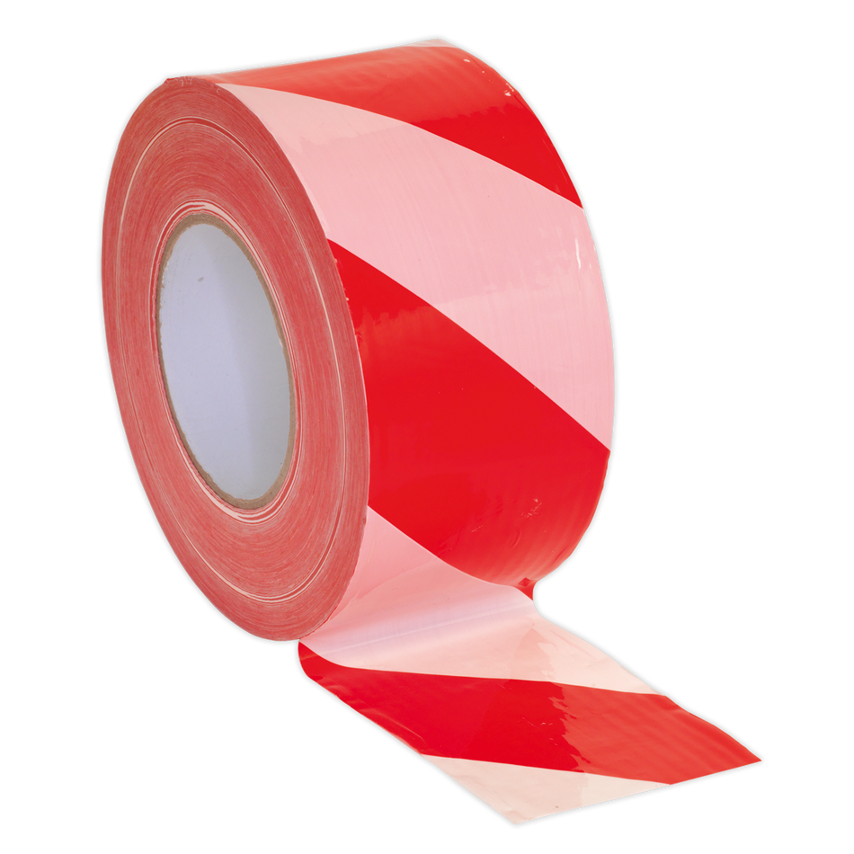 Sealey BTRW 80mm x 100m Red/White Non-Adhesive Hazard Warning Barrier Tape