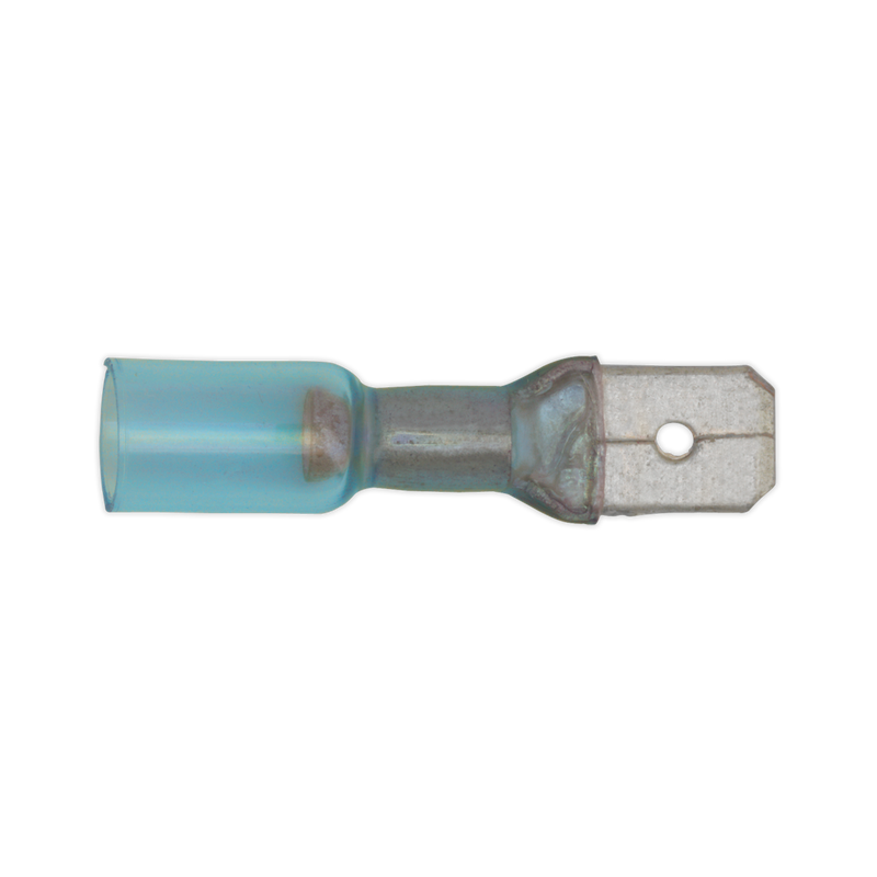 Sealey BTSPM25 6.3mm Blue Male Push-On Heat Shrink Terminal - Pack of 25