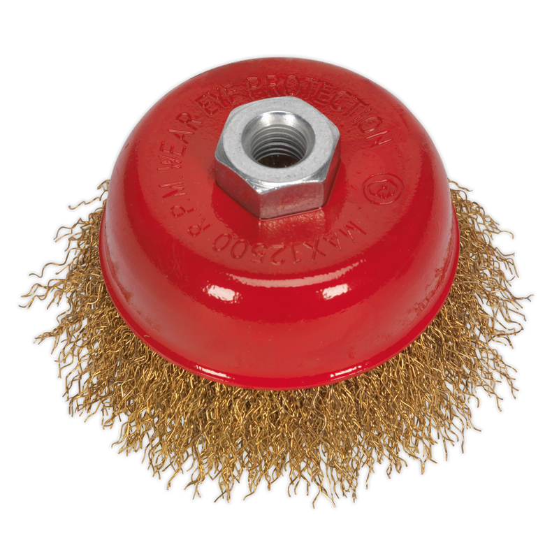 Sealey CBC752 √ÉÀú75mm Brassed Steel Cup Brush M14 x 2mm