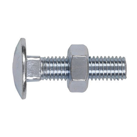 Sealey CBN1040 Zinc Plated Coach Bolt & Nut DIN 603 - M10 x 40mm - Pack of 50