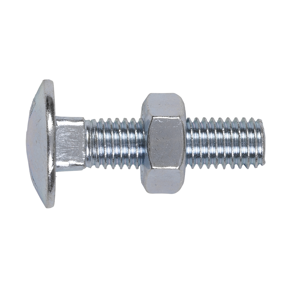 Sealey CBN1040 Zinc Plated Coach Bolt & Nut DIN 603 - M10 x 40mm - Pack of 50