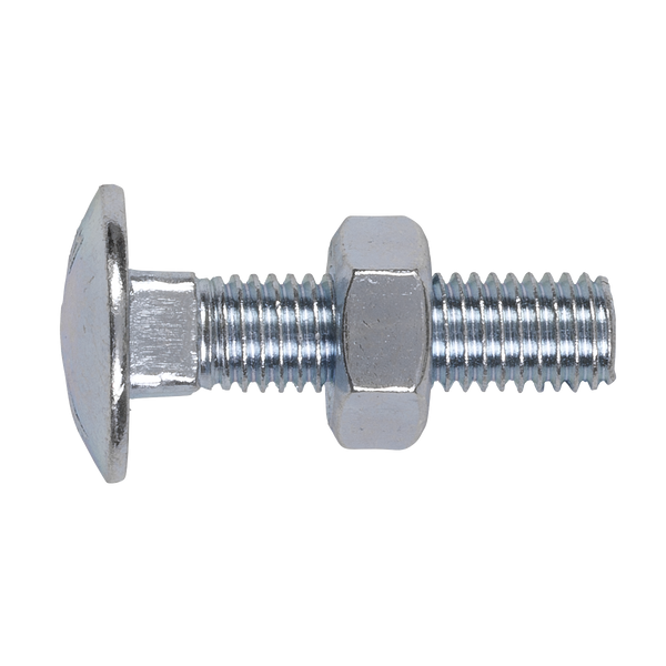 Sealey CBN1040 Zinc Plated Coach Bolt & Nut DIN 603 - M10 x 40mm - Pack of 50