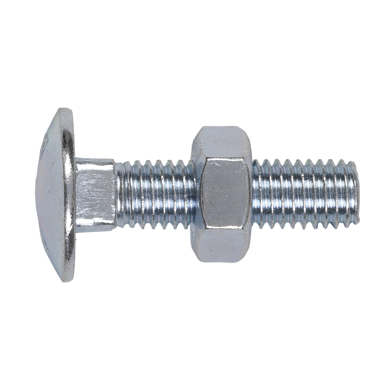 Sealey CBN1040 Zinc Plated Coach Bolt & Nut DIN 603 - M10 x 40mm - Pack of 50