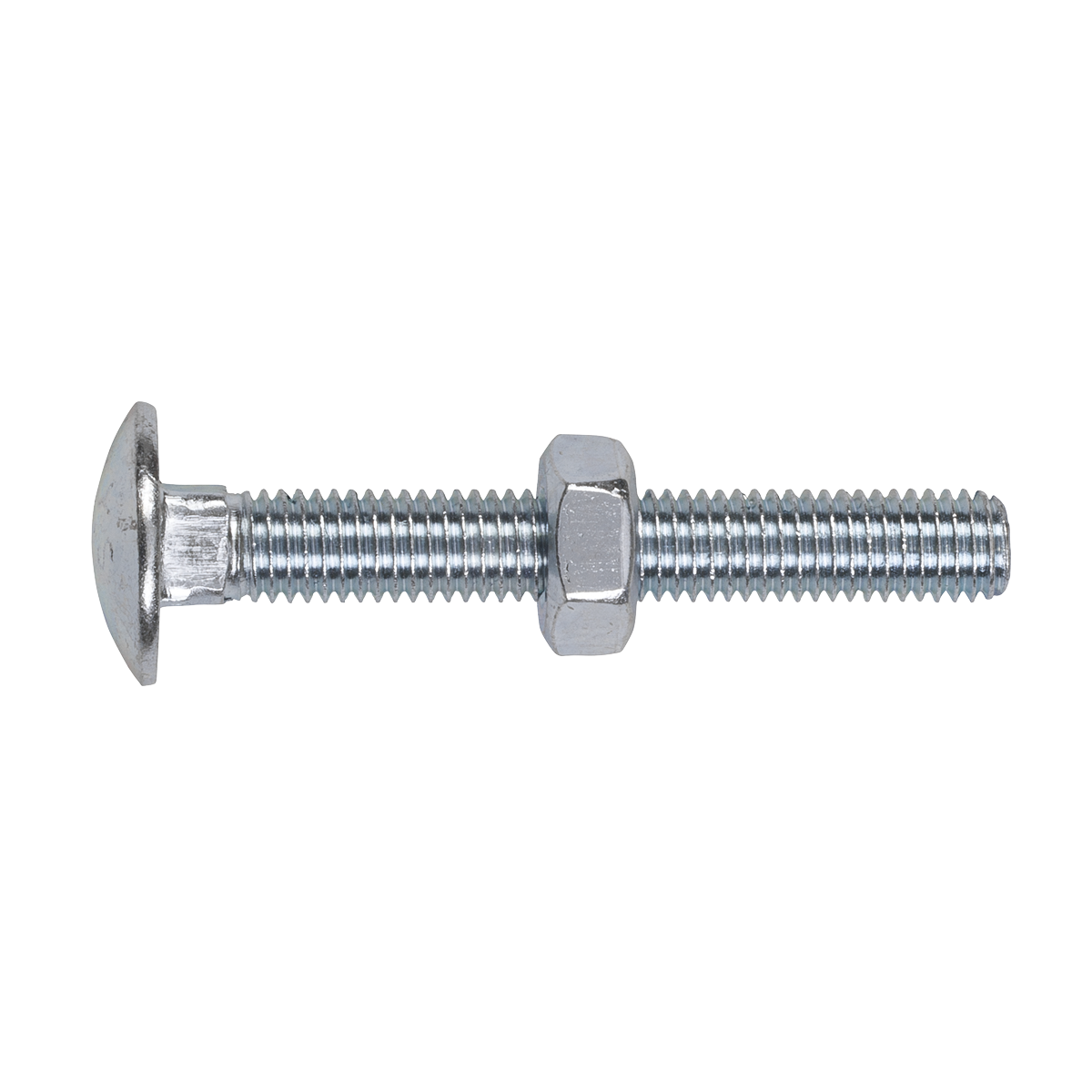 Sealey CBN1075 Zinc Plated Coach Bolt & Nut DIN 603 - M10 x 75mm - Pack of 50