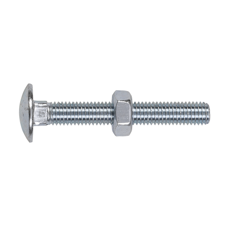 Sealey CBN1075 Zinc Plated Coach Bolt & Nut DIN 603 - M10 x 75mm - Pack of 50