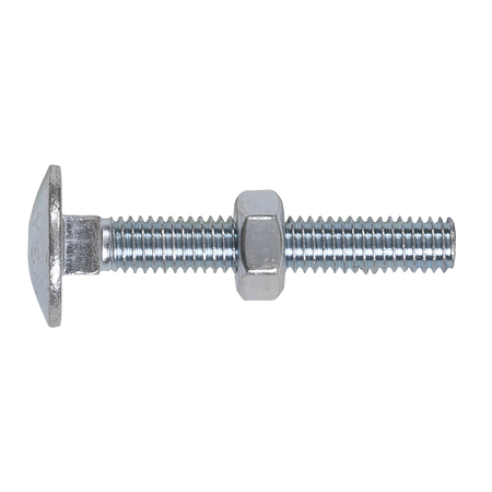 Sealey CBN640 Zinc Plated Coach Bolt & Nut DIN 603 - M6 x 40mm - Pack of 100