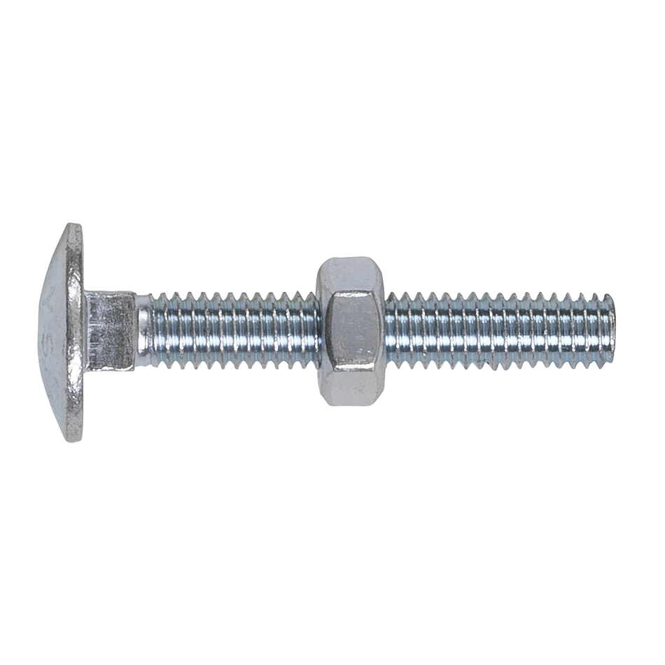 Sealey CBN640 Zinc Plated Coach Bolt & Nut DIN 603 - M6 x 40mm - Pack of 100