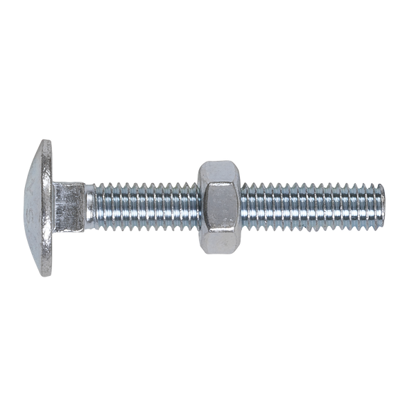 Sealey CBN640 Zinc Plated Coach Bolt & Nut DIN 603 - M6 x 40mm - Pack of 100
