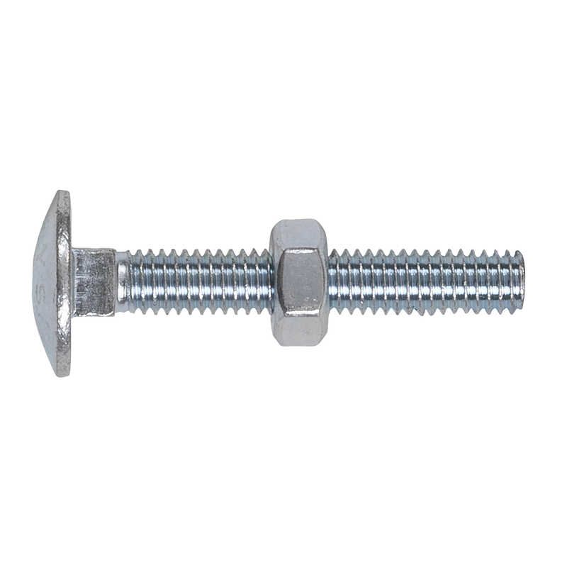 Sealey CBN640 Zinc Plated Coach Bolt & Nut DIN 603 - M6 x 40mm - Pack of 100