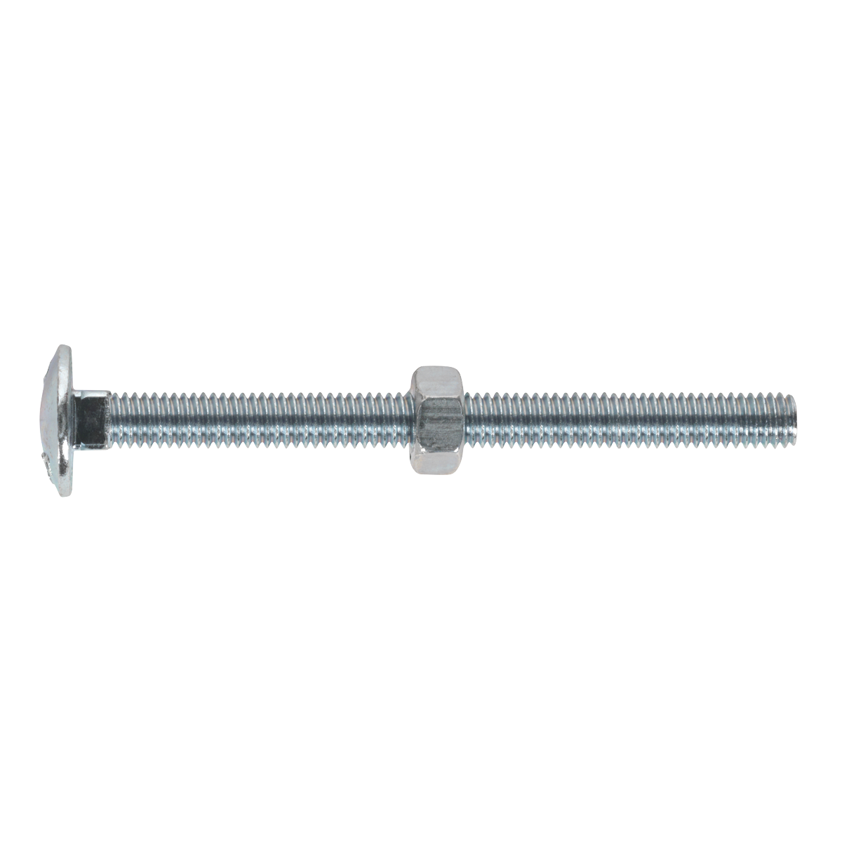 Sealey CBN675 Zinc Plated Coach Bolt & Nut DIN 603 M6 x 75mm - Pack of 100