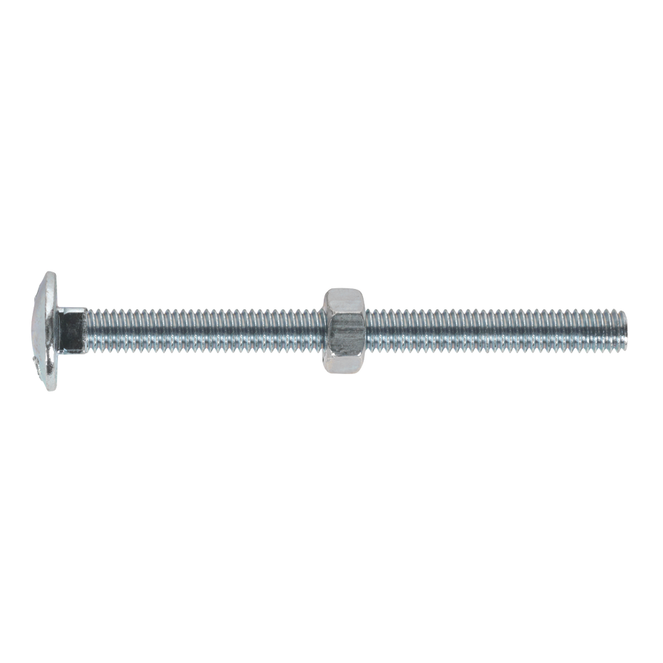 Sealey CBN675 Zinc Plated Coach Bolt & Nut DIN 603 M6 x 75mm - Pack of 100