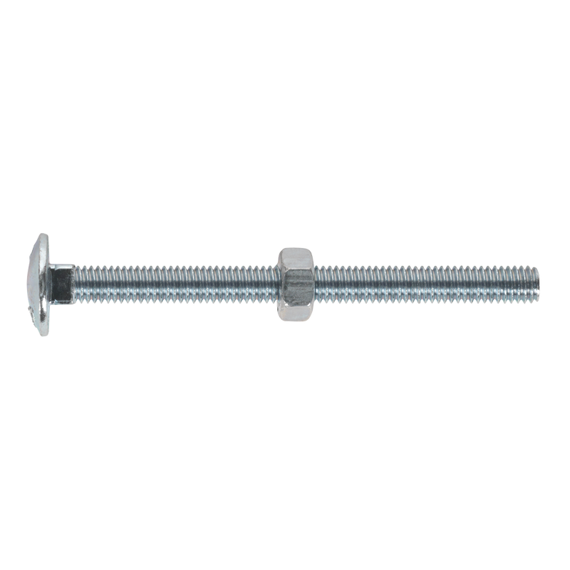 Sealey CBN675 Zinc Plated Coach Bolt & Nut DIN 603 M6 x 75mm - Pack of 100