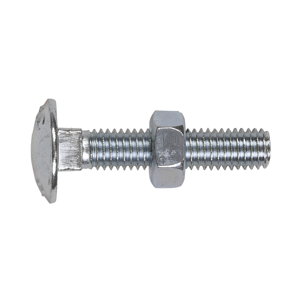 Sealey CBN840 Zinc Plated Coach Bolt & Nut DIN 603 - M8 x 40mm - Pack of 50
