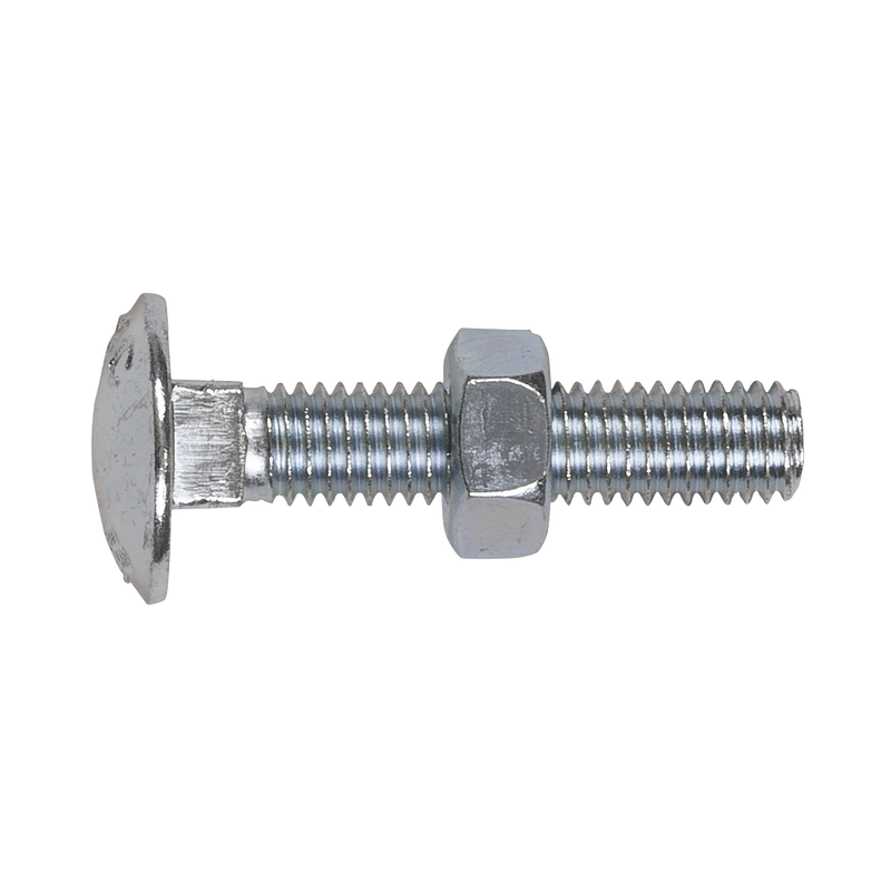 Sealey CBN840 Zinc Plated Coach Bolt & Nut DIN 603 - M8 x 40mm - Pack of 50