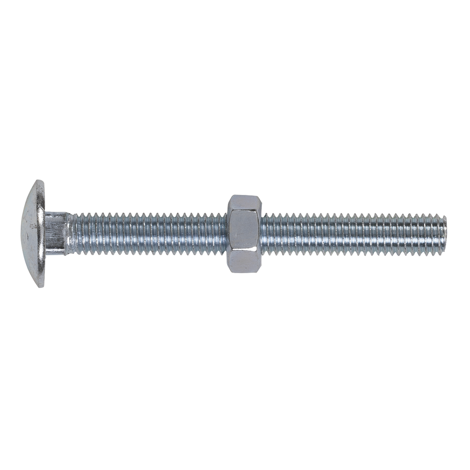 Sealey CBN875 Zinc Plated Coach Bolt & Nut DIN 603 - M8 x 75mm - Pack of 50