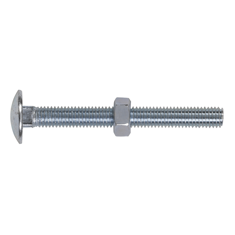 Sealey CBN875 Zinc Plated Coach Bolt & Nut DIN 603 - M8 x 75mm - Pack of 50