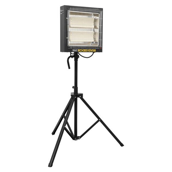 Sealey CH30110VS 1.2/2.4kW Ceramic Heater with Telescopic Tripod Stand - 110V