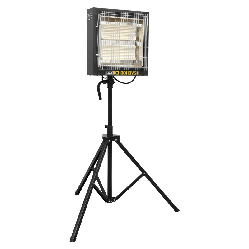 Sealey CH30110VS 1.2/2.4kW Ceramic Heater with Telescopic Tripod Stand - 110V