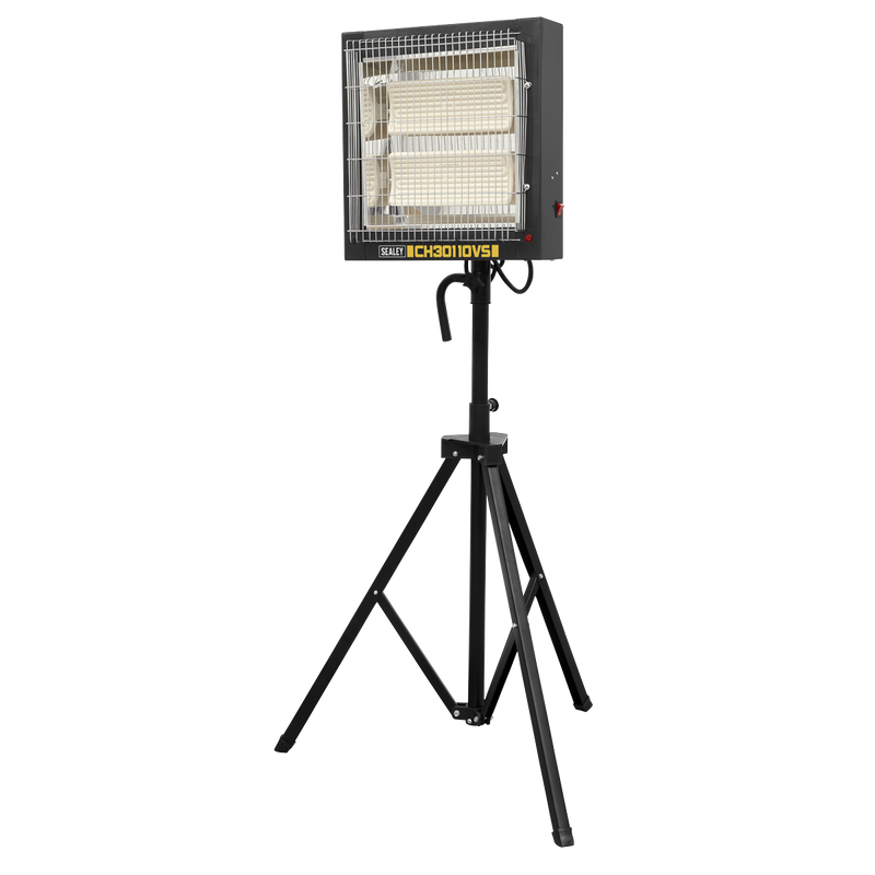 Sealey CH30110VS 1.2/2.4kW Ceramic Heater with Telescopic Tripod Stand - 110V