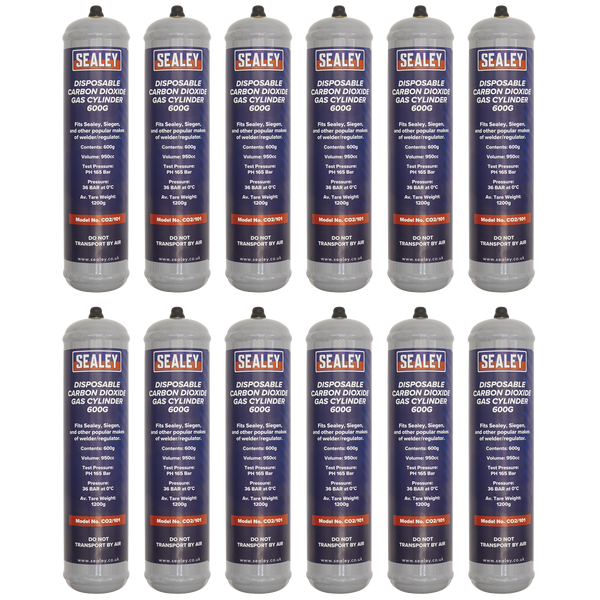 Sealey CO2/101/12 Gas Cylinder Disposable Carbon Dioxide 600g - Box of 12